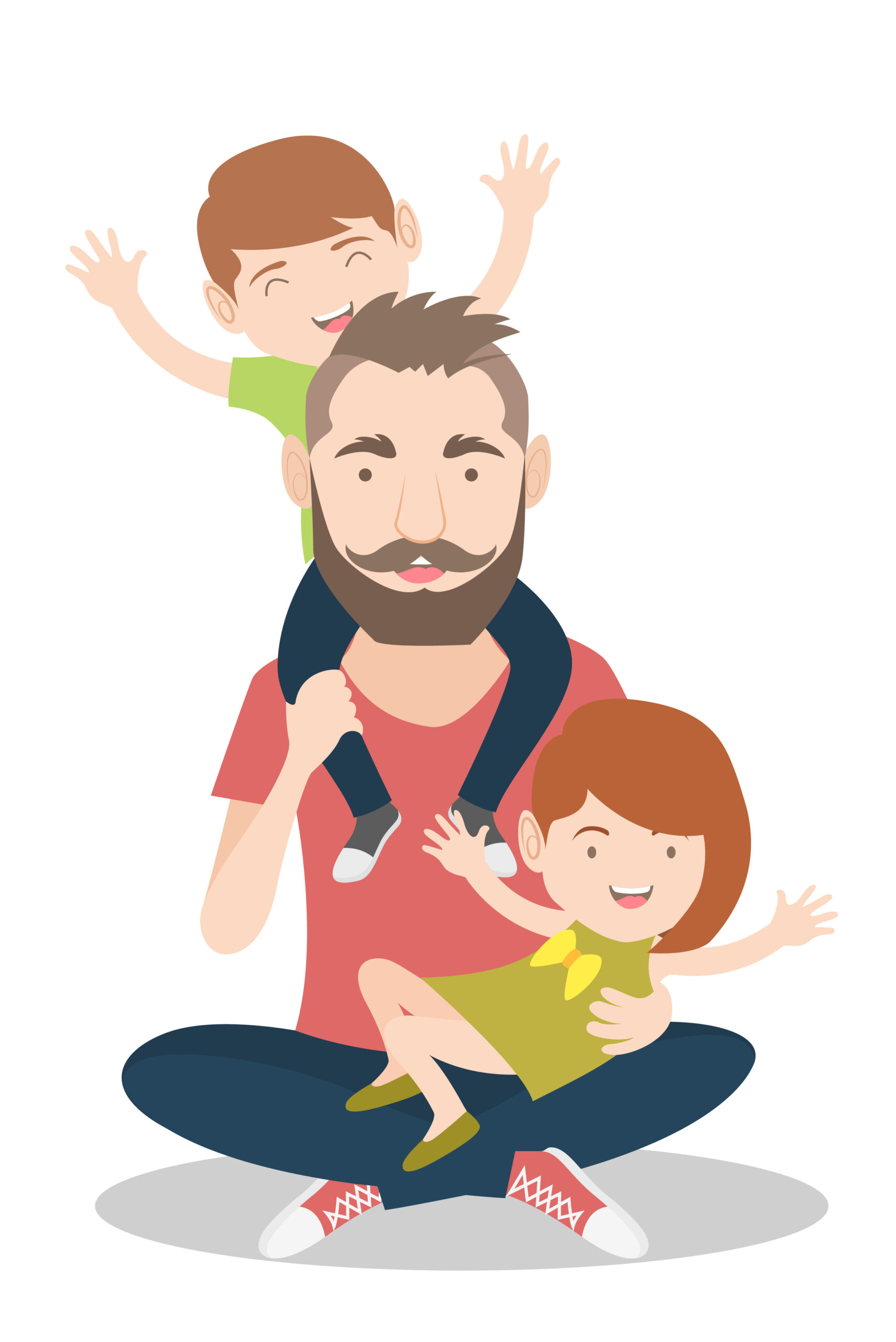 Ilustración de padre con su hijo e hija